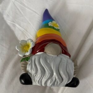 Colorful Gnome Figurine with Rainbow Hat